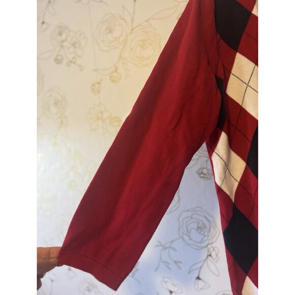 Tommy Hilfiger Sweater Woman's Size XXL 2X Long Sleeve Plaid Ivy Argyle Prep 56 - Picture 3 of 6